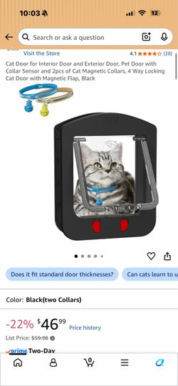 Cat Door for Interior Door & Exterior Door w/  Collar Sensor