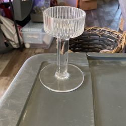 Czech Republic Vintage Hand Cut Crystal Candle Holder 