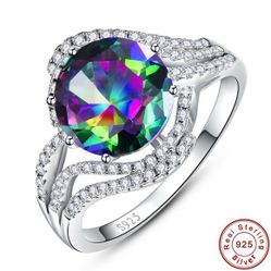 5 C.t Rainbow Topaz 100% Sterling Silver Ring