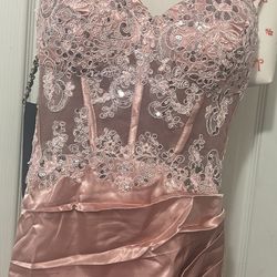 PINK CORSET FORMAL DRESS PROM 