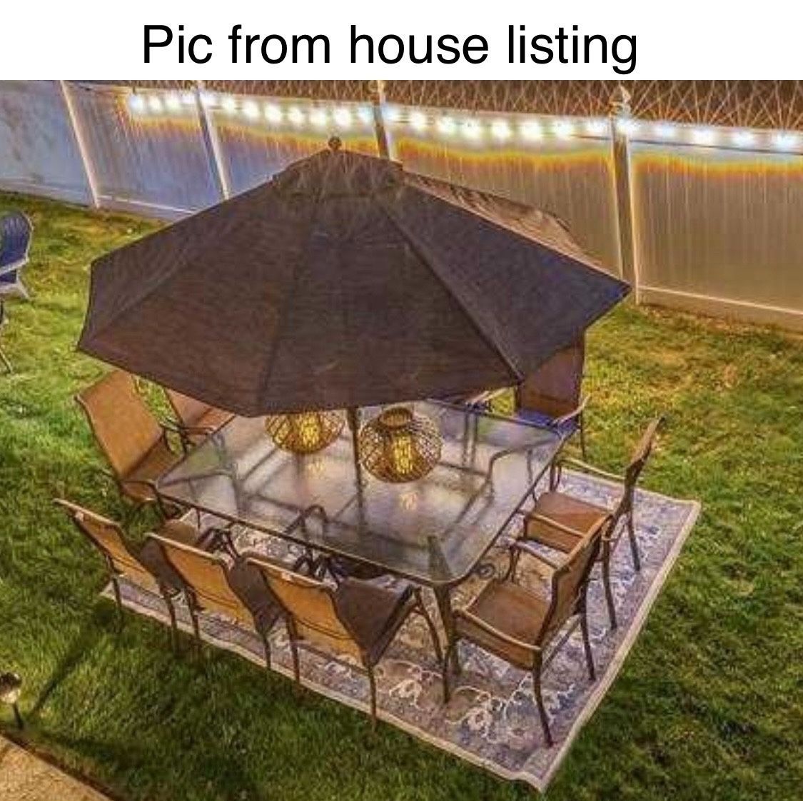 Macy’s Outdoor Patio Set with Umbrella - 10 Chairs + Glass Table – Good Condition