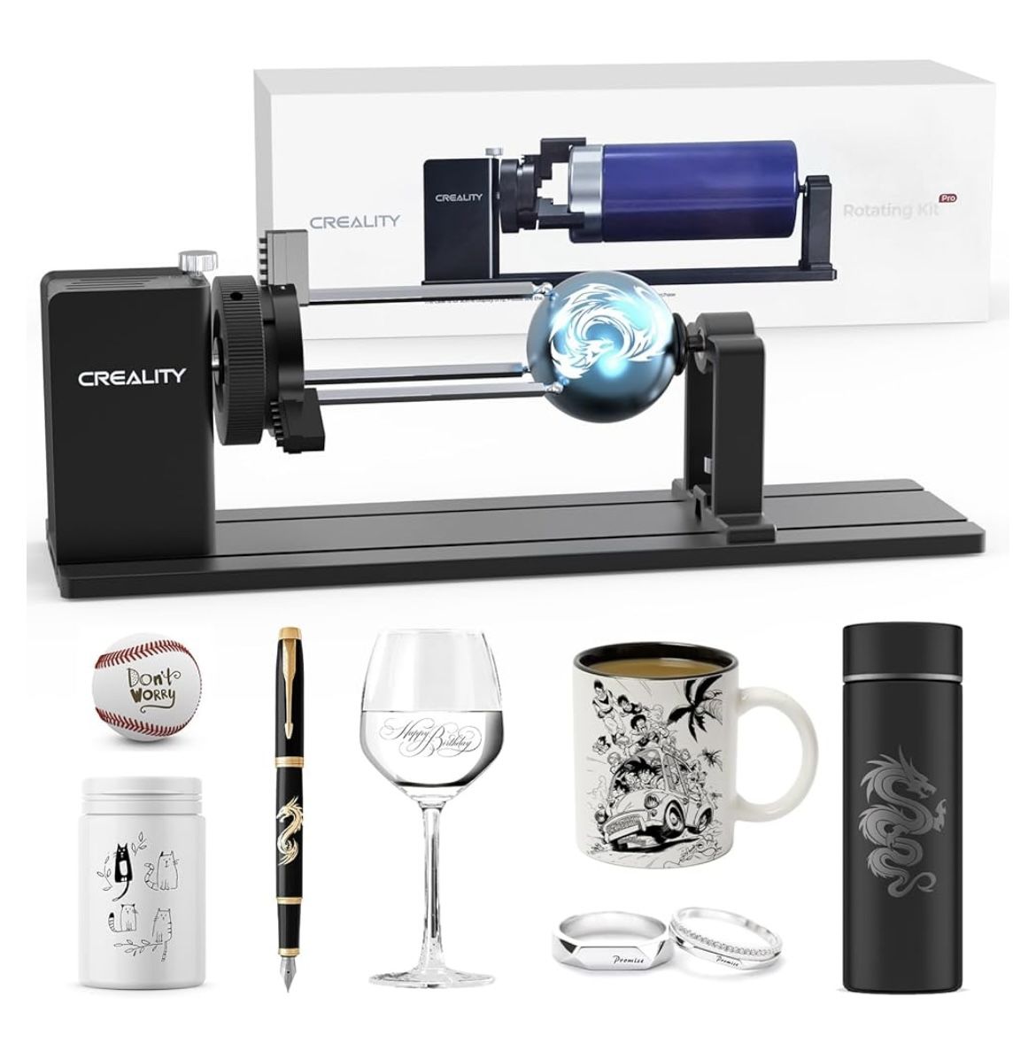Official Creality Rotary Kit Pro, Laser Rotary Roller 4 in 1 Multi-Function Engraving