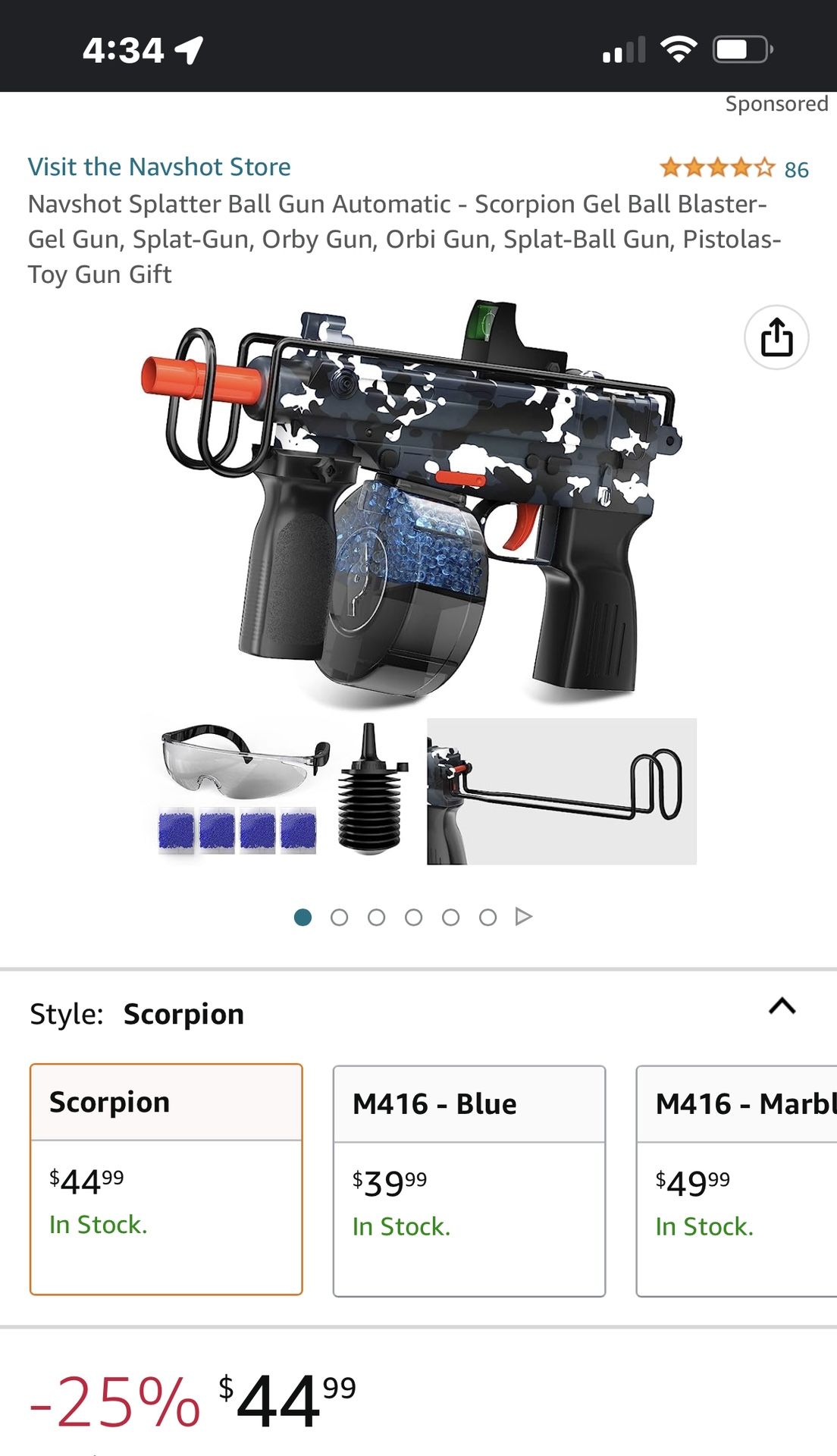 Scorpion Gel Ball Blaster- Gel Gun, Splat-Gun, Orby Gun, Orbi Gun, Splat-Ball Gun, Pistolas-Toy Gun Gift