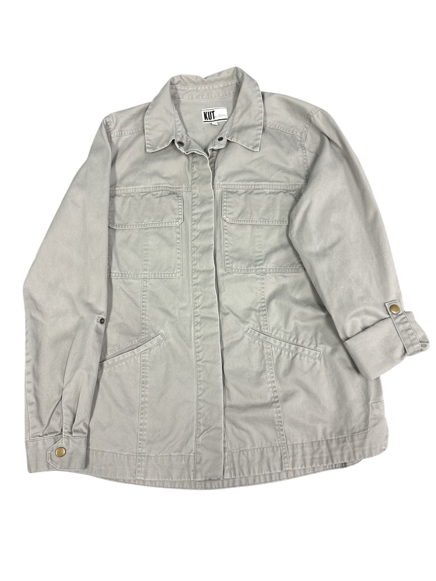 KUT from the Kloth Military Style Khaki Jacket Cotton Button Size Large
