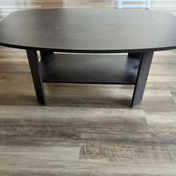 Modern Dark Wood Coffee Table with Shelf - Great Condition