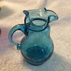 Blue Mini Crackle Pitcher