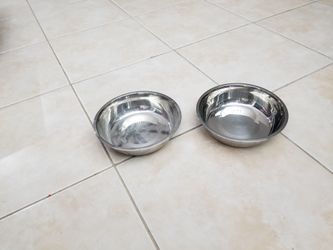 STAINLESS steel dog or cat food bowls