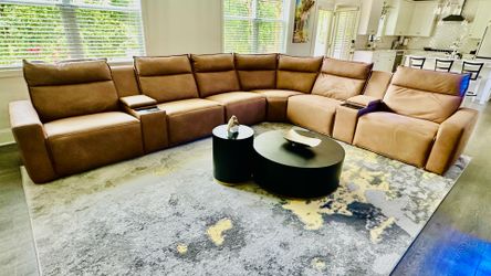 Rooms To Go Saddle 8-Piece Dual Power Reclining Modular Sectional Sofa – Custom Set