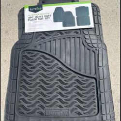 Auto Fad - 4 Piece Heavy Duty Floor Mat Set Black  - Universal Fit  - All Weather  - New