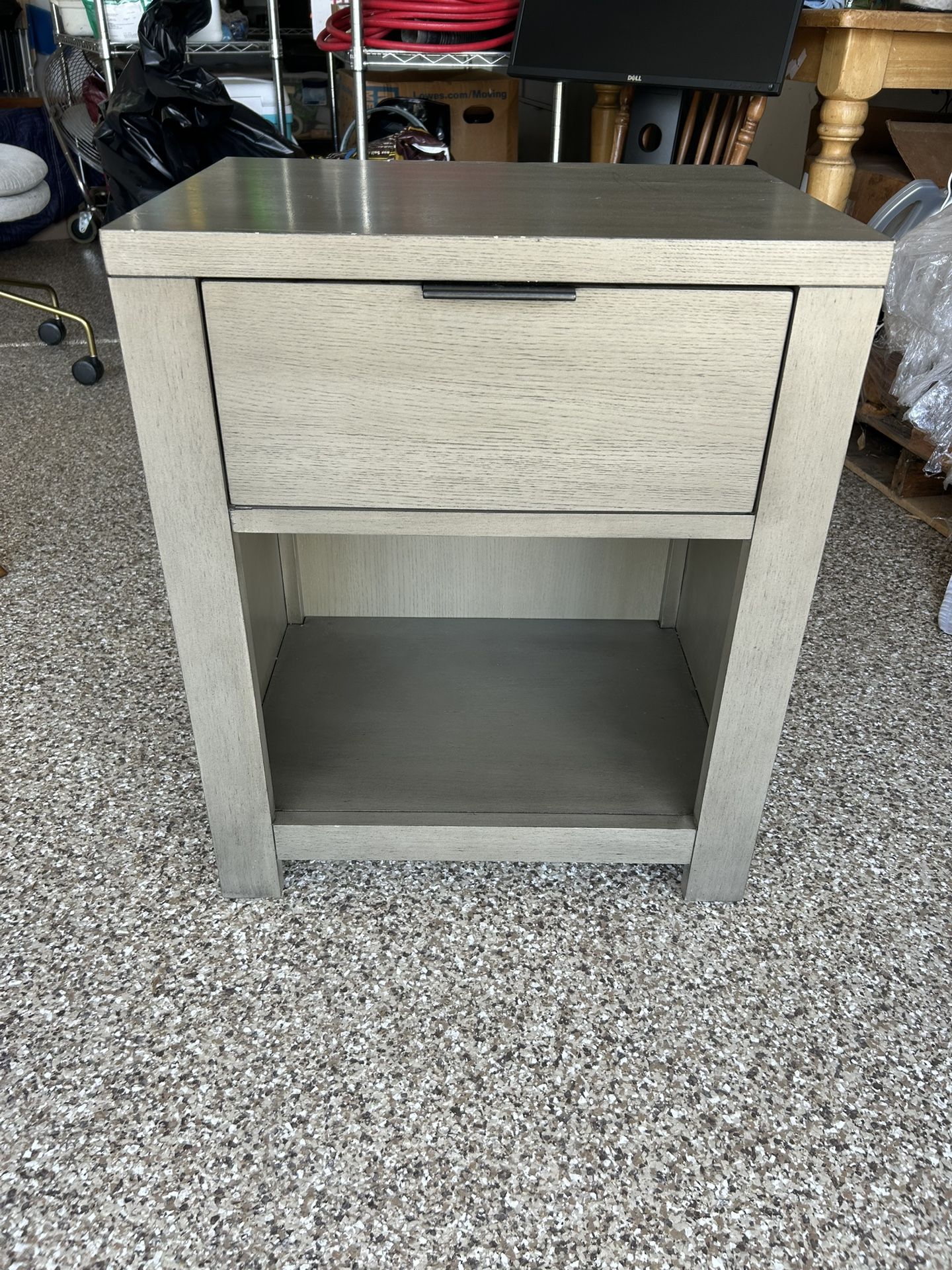 Modern Gray Wood Nightstand / End Table – Drawer + Shelf Storage