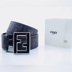 Authentic Fendi Monogram Belt — Brown/Black, Size 34.