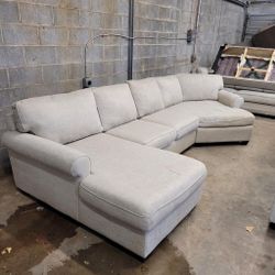 Grey Tan Beige Sectional Couch 