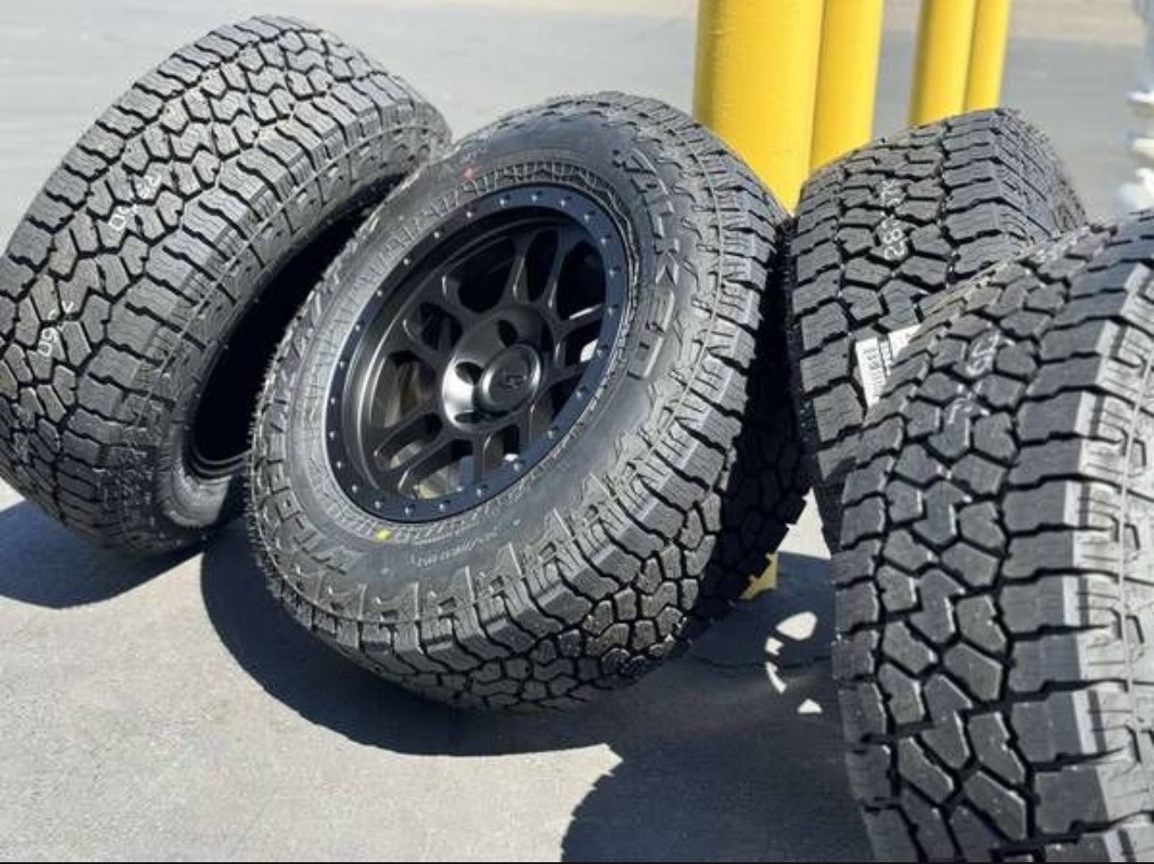 NEW 17” Ford F-150 Chevy Silverado Wheels GMC Sierra Rims F150 Toyota Tacoma Jeep Wrangler Tahoe 4Runner Tundra M/T A/T Tires Expedition Sequoia 17x9
