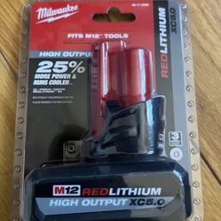 M12 High Output 5.0 Ah Battery New