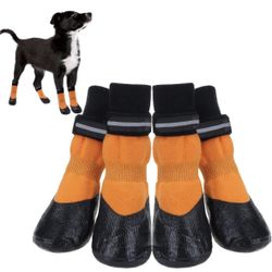 Anti-Slip Dog Socks with Reflective Adjustable Straps, for Pavement, Waterproof Paw Protector, large
