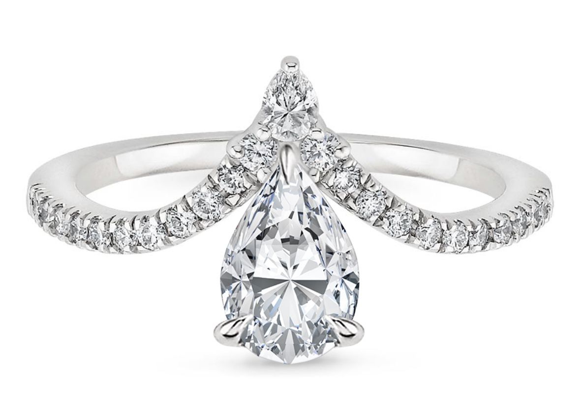 Brilliant Earth Platinum Pear 1.96 Carat Nouveau Engagement Diamond Ring VS1 Sz6