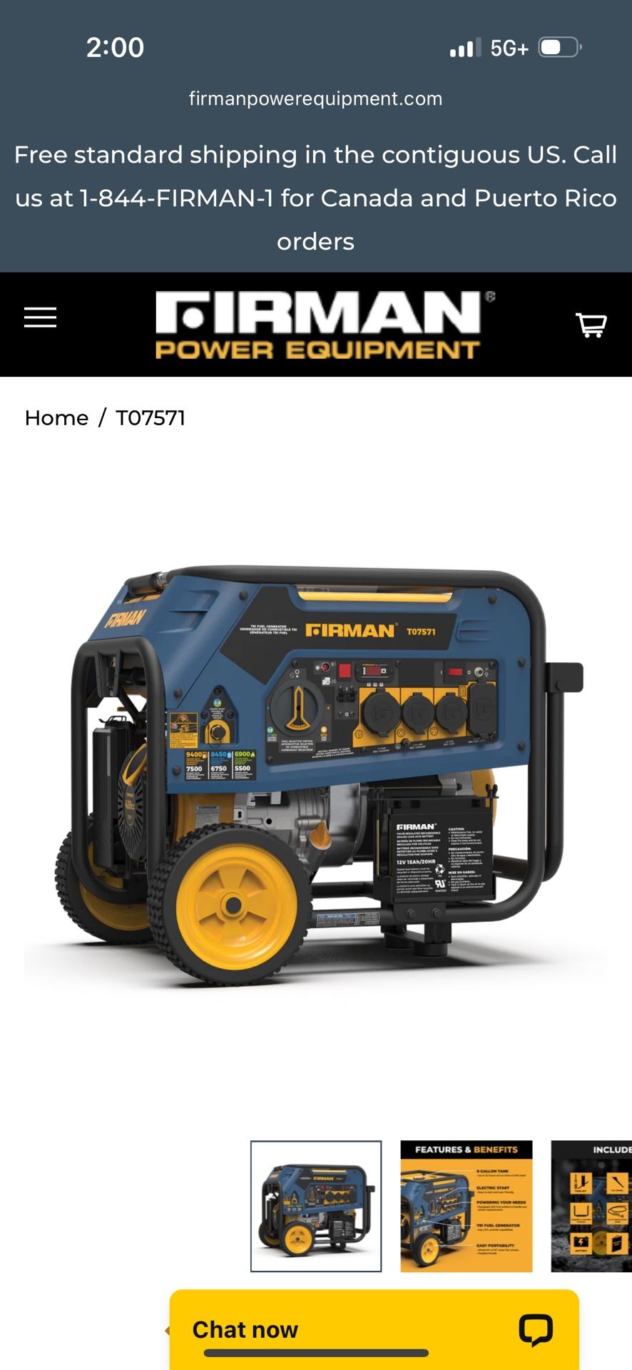 Firman Tri Fuel generator 9400/7500 W