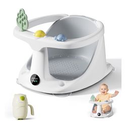 DZMDIP Baby Bath Seat for Babies 6 Months & Up - Bathtub Seats for Babies Sitting Up with Rinse Cup, Non-Slip, Comfortable, Infant Bath Essentials, Gr