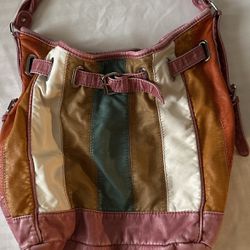 Multi Colored Soft Leather Purse Tote Handbag