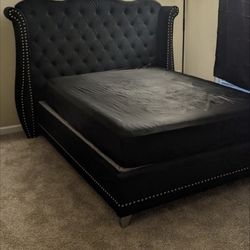 Black Diamond Tufted Brand New Upholstered King And Queen Size Bed Frame