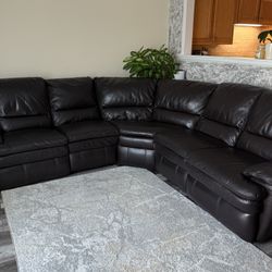 Genuine Leather Sectional Sofa with Recliners – Excellent Condition