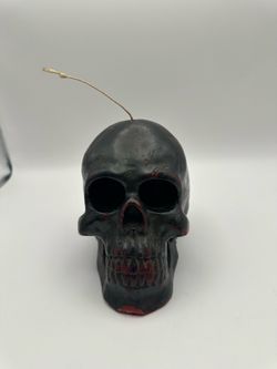 Black Skull Gothic Halloween Decor Hand Painted Wax