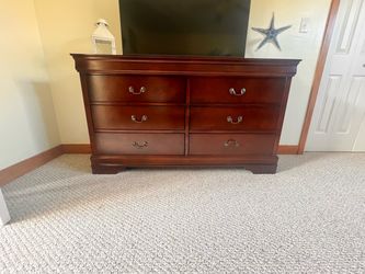 Cherry Wood 6-Drawer Double Dresser