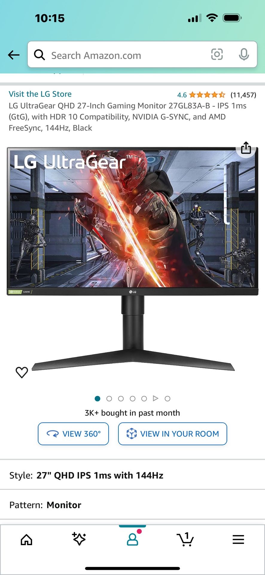 LG 27 Inch Gaming Monitor 