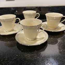 Lenox Fine China Charleston Teacups and Saucers Set of 4