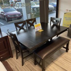 Kelly Dining Table Sets W/4 Chairs And Bench---$699---Wow!!!---President's Day Now!!!