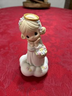 Vtg Precious Moments Missing You Angel on Cloud 524107 Basket of Flowers 2001