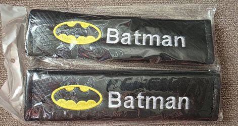 2 Batman embroidered carbon universal fit seat belt shoulder pads $40. ALL OTHER ITEMS SEEN SOLD SEPARATELY SHIPPING AVAILABLE