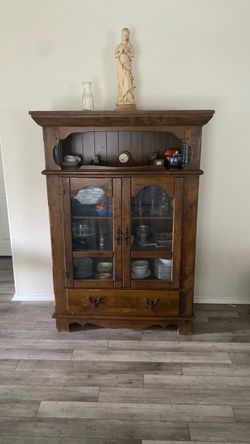 Wooden China Cabinet with Glass Doors