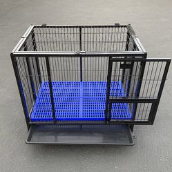 $120 (New in box) Folding dog cage 37x25x33” heavy duty single-door kennel w/ plastic tray 
