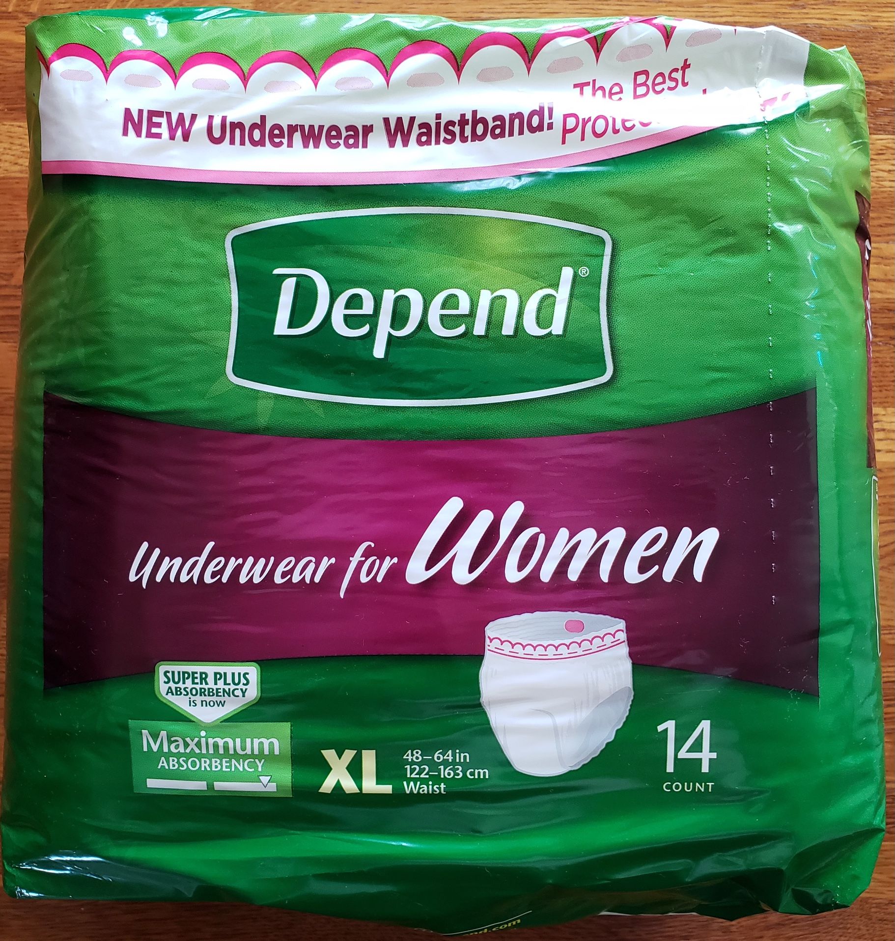 NEW! XL Depends Womens Disposable Adult Underwear - Maximum Absorbency