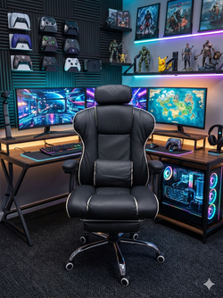 Ergonomic Footrest Gaming Chair with 360° Swivel for Living Room or Office