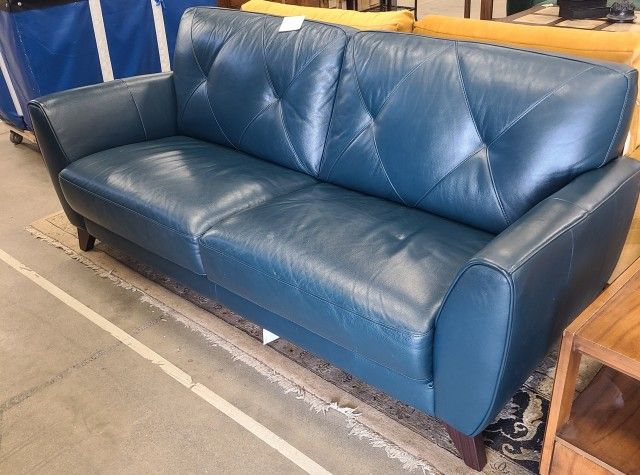Leather Sofa- Myia 82" Tufted Back Leather Sofa