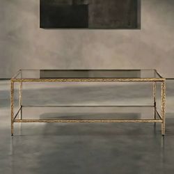 Coffee Table Matte Gold Finish, Tempered Glass W Bullnosd Edge. New Especial Price