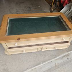 Wood Coffee Table W/ Display Top