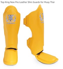 M size Top King New Pro Leather Shin Guards for Muay Thai