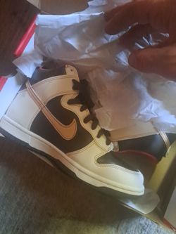 Nike Dunk High White Brown Gold Sneakers