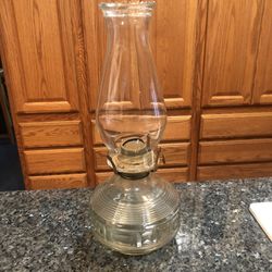 Vintage Hurricane Oil Lamp with Chimney.  Size 13 1/2 Inches Tall.  Preowned Good Condition 