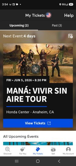 Tickets para  mana tour