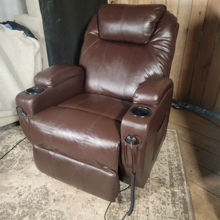 Power Lift Recliner Chair with Massage & Heat – Faux Leather, Works Great