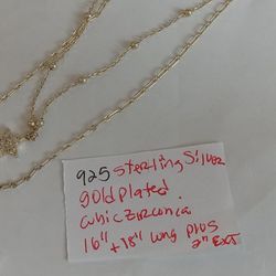 925 Sterling Silver Gold Plated Moon Star