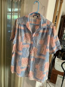 Kaple Pastel Blue & Pink Floral Patchwork Button-Up Shirt – 1X