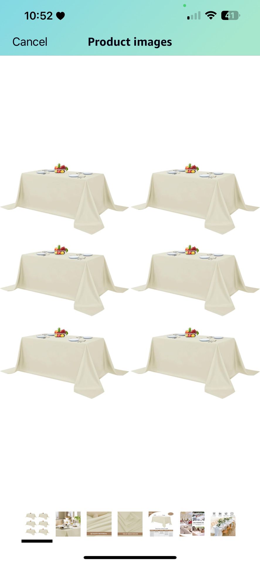 Elegant Table Clothes, 6 Pack - Ivory -l