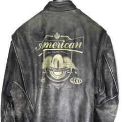 Vintage DKNY Jeans Leather Jacket XL American Classic Motor Distressed Biker