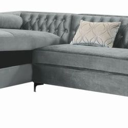 New Sectional Sofa In Grey Velvet On Sale Now