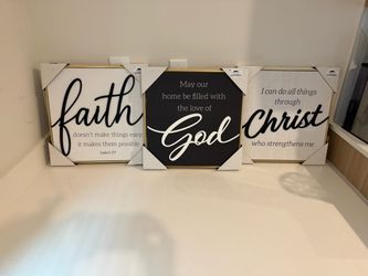 Set of 3 Christian Wall Art Signs